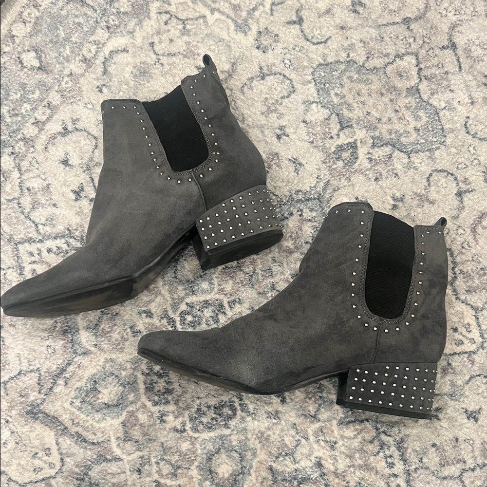 Marc Fisher Gray Studded Ankle Boots